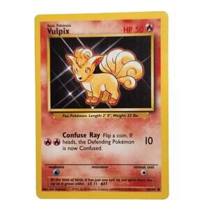 Vulpix Pokemon Base Card Set 68/102 Error Misprint HP 50 Non Holo VG 1999